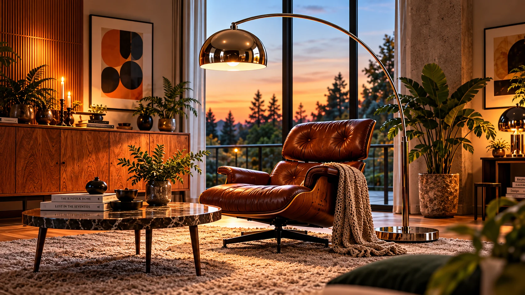 Opalglasleuchte mit sanftem Licht auf einem Sideboard